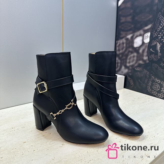 Diorly Heeled Ankle Boot Black Shiny Calfskin 8.5cm - 1