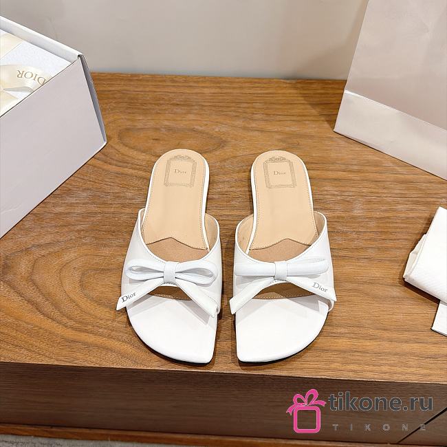 Dior Bow Slide White Lambskin - 1