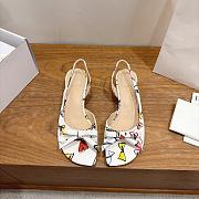 Dioriviera Dior Bow Heeled Slingback Sandal White Technical Twill with Multicolor Dior Bows Motif 4cm - 1