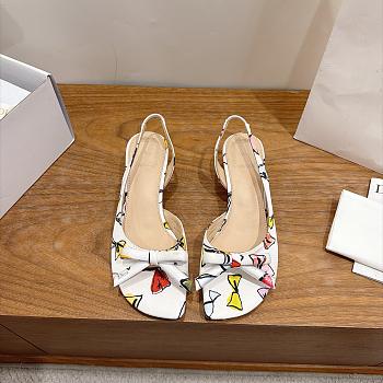 Dioriviera Dior Bow Heeled Slingback Sandal White Technical Twill with Multicolor Dior Bows Motif 4cm