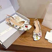 Dioriviera Dior Bow Heeled Slingback Sandal White Technical Twill with Multicolor Dior Bows Motif 4cm - 6