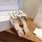 Dioriviera Dior Bow Heeled Slingback Sandal White Technical Twill with Multicolor Dior Bows Motif 4cm - 4