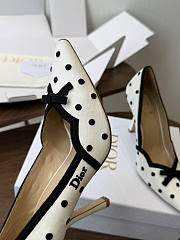 Dior Romance Pump White Cotton Embroidered with Black PolkaDior Motif 8.5cm - 6