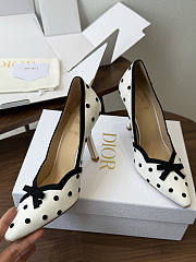 Dior Romance Pump White Cotton Embroidered with Black PolkaDior Motif 8.5cm - 3
