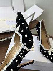 Dior Romance Pump Black Cotton Embroidered with White PolkaDior Motif 8.5cm - 5