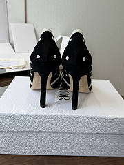 Dior Romance Pump Black Cotton Embroidered with White PolkaDior Motif 8.5cm - 4