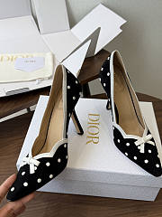 Dior Romance Pump Black Cotton Embroidered with White PolkaDior Motif 8.5cm - 2