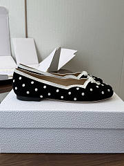 Dior Romance Ballet Flat Black Cotton Embroidered with White PolkaDior Motif - 4