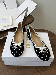 Dior Romance Ballet Flat Black Cotton Embroidered with White PolkaDior Motif - 3