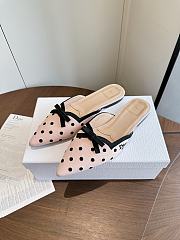 Dior Romance Mule Pink Cotton Embroidered with Black PolkaDior Motif - 6