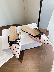 Dior Romance Mule Pink Cotton Embroidered with Black PolkaDior Motif - 5