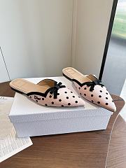 Dior Romance Mule Pink Cotton Embroidered with Black PolkaDior Motif - 2