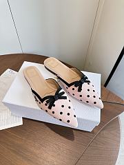 Dior Romance Mule Pink Cotton Embroidered with Black PolkaDior Motif - 3