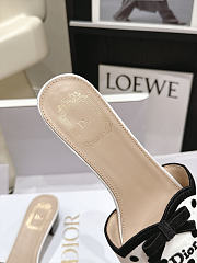 Dway Heeled Slide White Cotton Embroidered with Black PolkaDior Motif 3.5cm  - 2