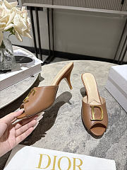 Dior Initials Heeled Slide New Marron Lambskin 7.5cm - 6