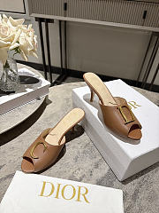 Dior Initials Heeled Slide New Marron Lambskin 7.5cm - 3