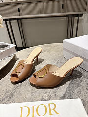 Dior Initials Heeled Slide New Marron Lambskin 7.5cm - 2