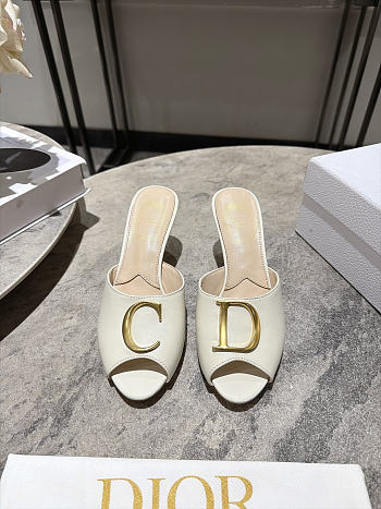 Dior Initials Heeled Slide White Lambskin 7.5cm