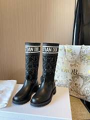 D-Major Boot Black and White Cannage Tweed and Black Calfskin - 3
