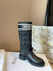 D-Major Boot Black and White Cannage Tweed and Black Calfskin - 5