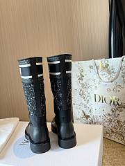 D-Major Boot Black and White Cannage Tweed and Black Calfskin - 6