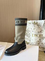 D-Major Boot Warm Taupe and Black Technical Fabric with Black Calfskin - 4