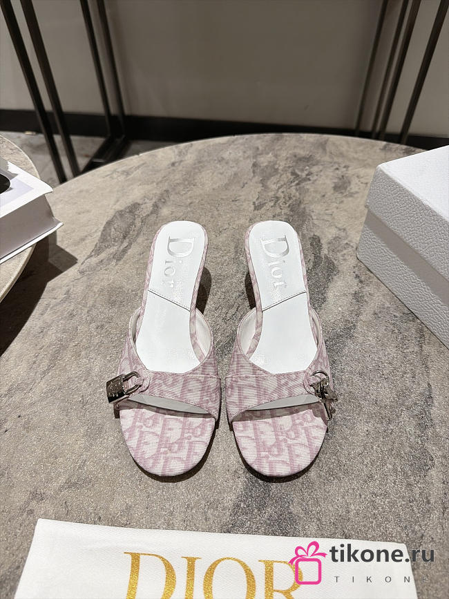 Dior Monogram Lock Heels in Baby Pink/White - 1