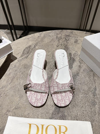 Dior Monogram Lock Heels in Baby Pink/White