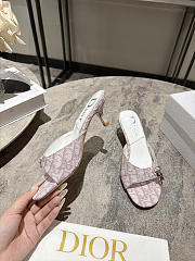 Dior Monogram Lock Heels in Baby Pink/White - 3