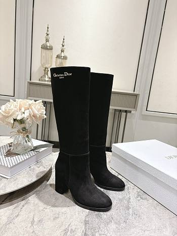 D-Town Heeled Boot Black Suede Goatskin 8cm
