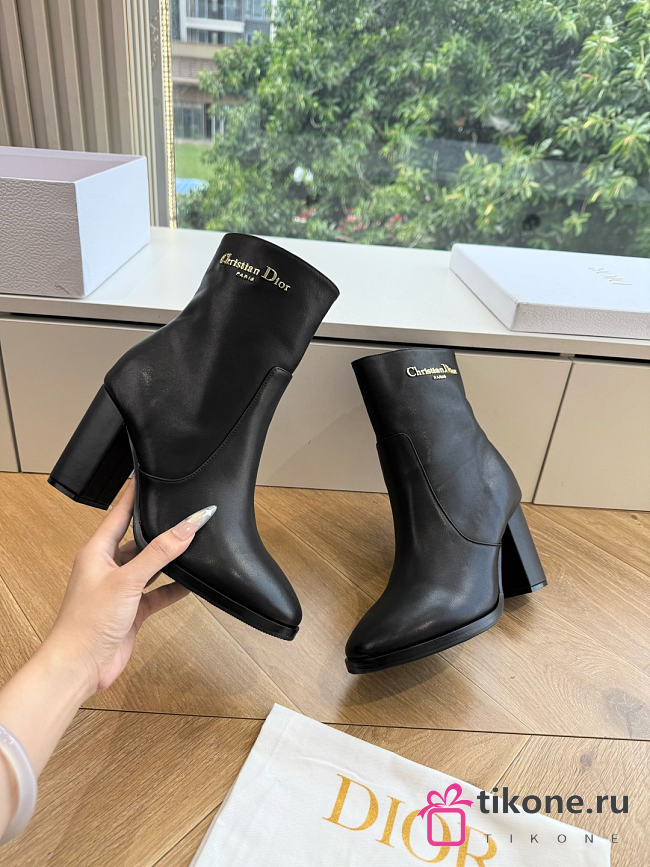 Dior D-Town Heeled Ankle Boot Black Calfskin 7.5cm - 1