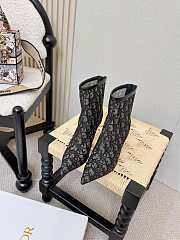 Adiorable Heeled Ankle Boot Black Dior Oblique Embroidered Mesh 8cm - 5