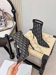 Adiorable Heeled Ankle Boot Black Dior Oblique Embroidered Mesh 8cm - 3