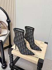 Adiorable Heeled Ankle Boot Black Dior Oblique Embroidered Mesh 8cm - 2