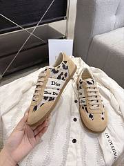Dior Ribbon Sneaker Beige Suede Calfskin and Natural Mizza Printed Fabric - 1