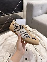 Dior Ribbon Sneaker Beige Suede Calfskin and Natural Mizza Printed Fabric - 6