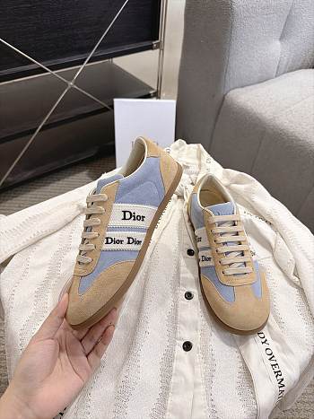 Dior Ribbon Sneaker Sky Blue and Beige Suede Calfskin