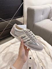 Dior Ribbon Sneaker Gray Suede Calfskin and Silver-Tone Crinkled Laminated Lambskin - 3