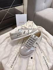Dior Ribbon Sneaker Gray Suede Calfskin and Silver-Tone Crinkled Laminated Lambskin - 2