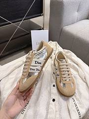 Dior Ribbon Sneaker Beige Suede Calfskin and Gold-Tone Crinkled Laminated Lambskin - 1