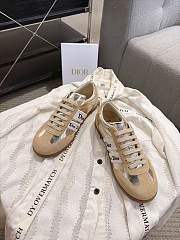 Dior Ribbon Sneaker Beige Suede Calfskin and Gold-Tone Crinkled Laminated Lambskin - 6
