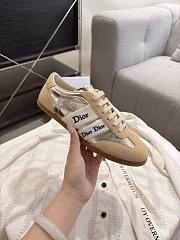 Dior Ribbon Sneaker Beige Suede Calfskin and Gold-Tone Crinkled Laminated Lambskin - 2
