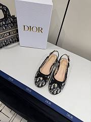 Dior Ballet Slingback Pump Cotton Embroidered with Deep Blue Dior Oblique Motif 3cm - 3