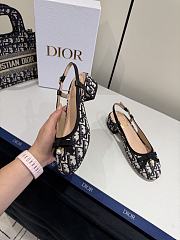 Dior Ballet Slingback Pump Cotton Embroidered with Deep Blue Dior Oblique Motif 3cm - 5