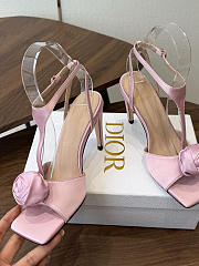 Dior Rose Heeled Sandal Dragée Pink Satin 9.5cm  - 3