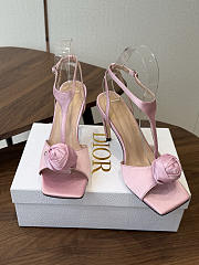 Dior Rose Heeled Sandal Dragée Pink Satin 9.5cm  - 2