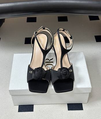 Dior Rose Heeled Sandal Black Satin 9.5cm