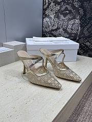 Dior Or Dior Capture Heeled Mule Transparent Mesh with Strass Cannage Motif and Gold-Tone Laminated Lambskin 10cm - 1