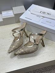 Dior Or Dior Capture Heeled Mule Transparent Mesh with Strass Cannage Motif and Gold-Tone Laminated Lambskin 10cm - 6