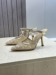 Dior Or Dior Capture Heeled Mule Transparent Mesh with Strass Cannage Motif and Gold-Tone Laminated Lambskin 10cm - 5